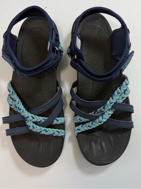 Women’s Navy Braided Strap Sport hiking Sandals - Blue/Teal size 10.5